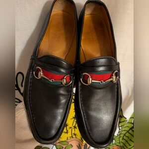 Gucci Black Leather Horsebit Loafers